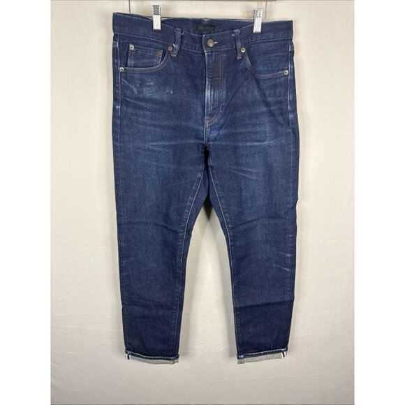 Uniqlo Selvedge Jeans 32x31 Slim Straight Kaihara Raw Denim Dark Wash Mens - Picture 2 of 8
